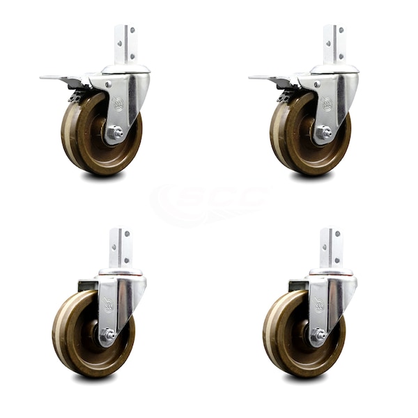 Service Caster 4 Inch High Temp Phenolic 7/8 Inch Square Stem Caster Total Lock Brake SCC, 2PK SCC-SQTTL20S414-PHSHT-78-2-S-2 - main